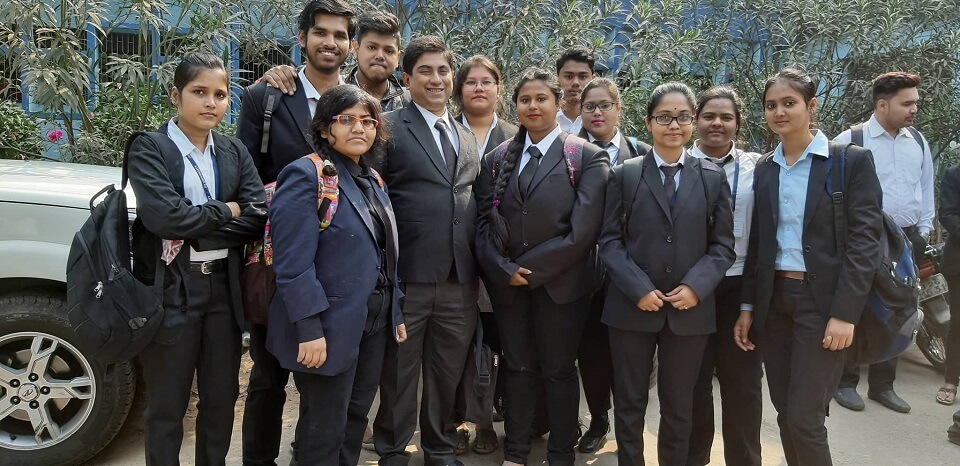 BBALLB and LLB 1st year Students were taken to Barasat District and Sessions Court on 21st February 2019. Cases that were witnessed included forgery cases, cases relating to Outraging Of modesty, cases of theft, extortion, trespass, simple hurt, grievous hurt, culpable homicide not amounting to murder.The courts that were visited included Civil Court Junior Division, District Judges Court, Civil Court Senior Division, Sessions Court, POCSO court, 1st Class Magistrates Court, Court of Chief Judicial Magistrate. Students also witnessed Remand Proceedings in the 2nd hour. Students have written Reports on the Court Visit. They mentioned the proceedings, the findings, the submissions of Public Prosecutors, Defense Lawyers. Substance of Examination in chief, Cross examination were also mentioned.  
